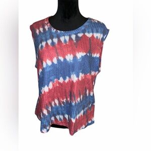 Fantastic Fawn Red, White And Blue Tie-Dye Tank Top, Size Oversized Large , NWT